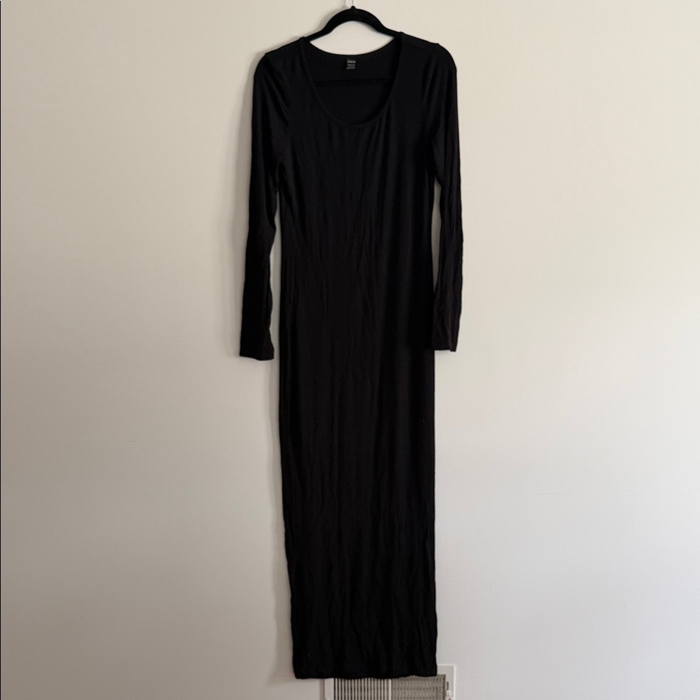 SHEIN Black Long-Sleeve Maxi Dress